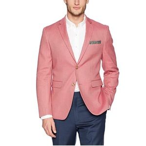 NWT! Men's Slim Fit Linen Blazer (Medium Red)